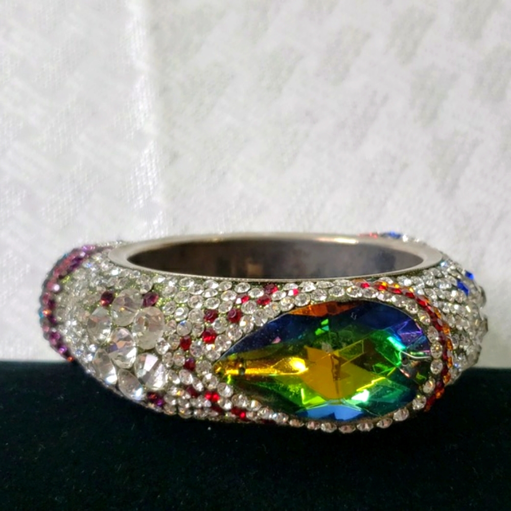 Crystal Holiday Bling silver bangle